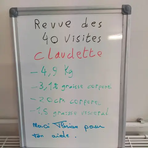 Le bilan sur ardoise d’une membre du club Le Sunrise nutrition