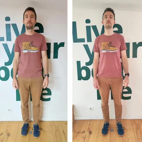 Une membre du club Le Sunrise nutrition en montage avant et après, vue de face